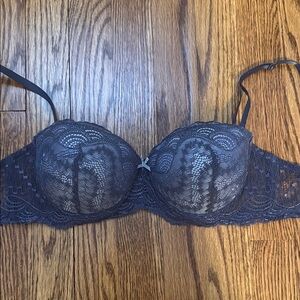 Elegant Lace Underwire Bra - Black